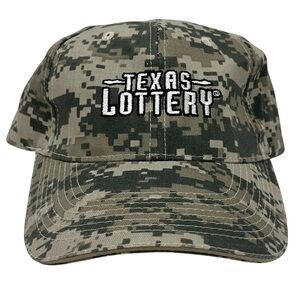 Texas Lottery Adjustable Camouflage Cap in support of Texas Education & Veterans